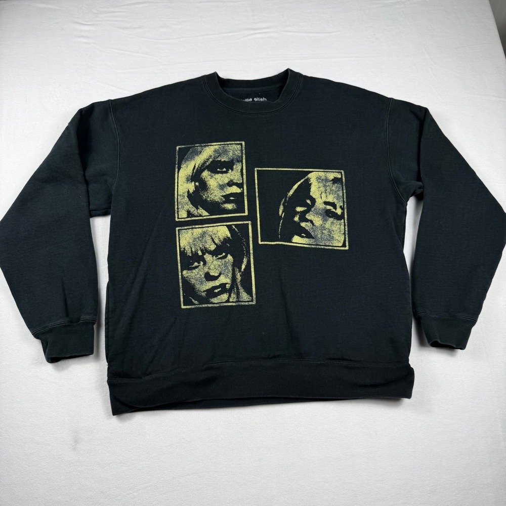 Billie Eilish Tour‎ Sweatshirt Medium Black Happier Than Ever Grunge Streetwear